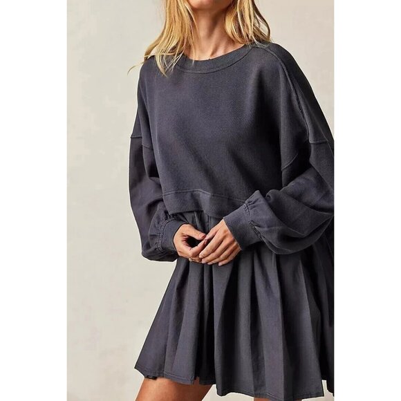Free People Eleanor Sweatshirt Tunic Dress Oversized L NEW - Picture 2 of 5